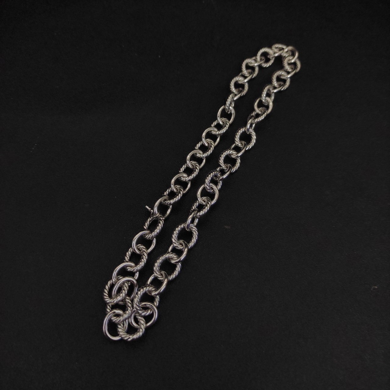 David Yurman 925 Sterling Silver Oval Link Cable Chain Necklace 12mm Length 17″