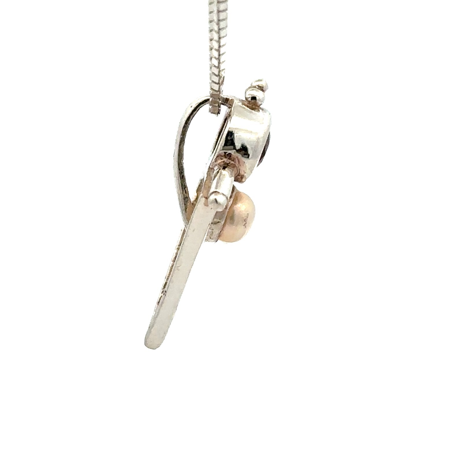 Sterling Silver Garnet And Freshwater Pearl Pendant (5/8 x 7/8 Inch)