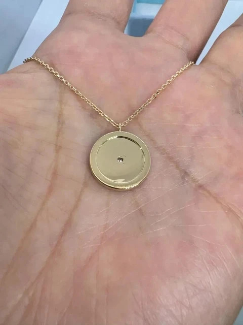 1 Ct Round Lab Created Diamond Round Disc Pendant 14K Yellow Gold Plated Silver
