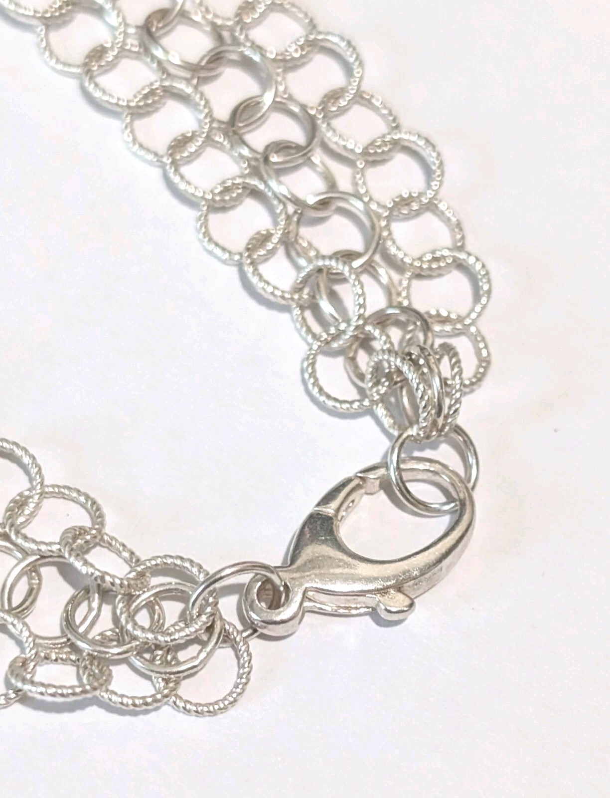 Germany Sterling Silver Triple Strand Round Link 16.5″ Necklace Signed 24 Grams