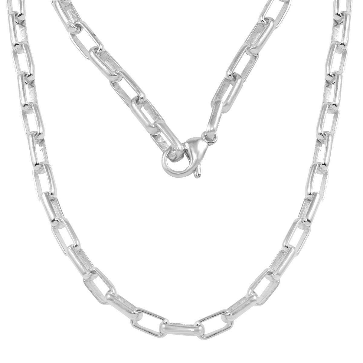 14k White Gold Handmade Fashion Link Necklace 18″ 5.6mm 30.2 grams