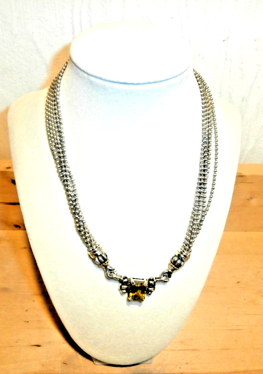 LAGOS Sterling & 18K & Lemon Quartz multi-strand beaded 16″ necklace NWOT