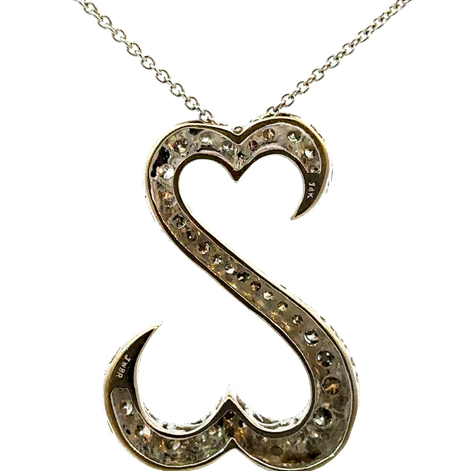 Jane Seymour 14K White Gold Diamond Open Heart Pendant With 18 Inch Chain