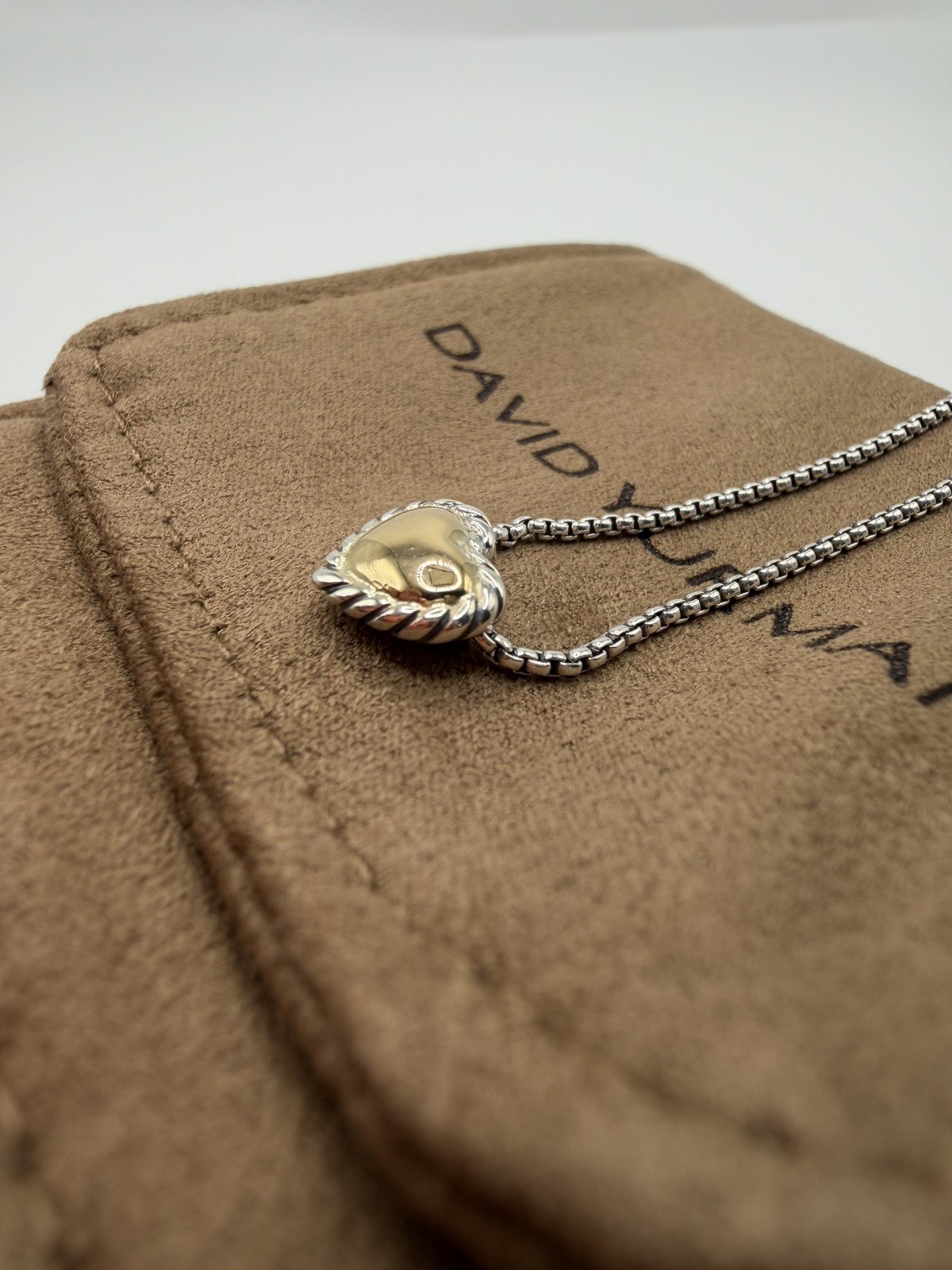 David Yurman Cable Cookie Classic Heart Necklace 18k Yellow Gold. 18 inch