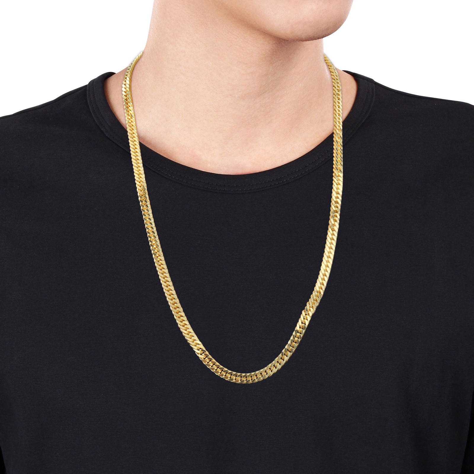 Amour Yellow Plated Silver 5.5mm Double Curb Link Chain Necklace – 24 in.