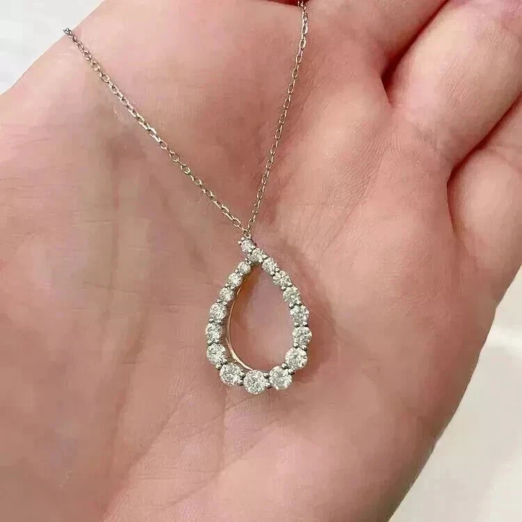 1.00 Ct Round Cut Moissanite Women’s Pendant 14k White Gold Plated