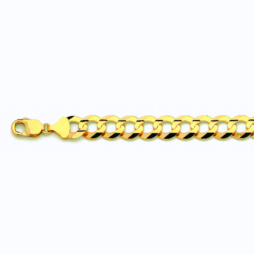 14k Yellow Gold 13mm Solid Curb Chain Necklace Size 16″-30″