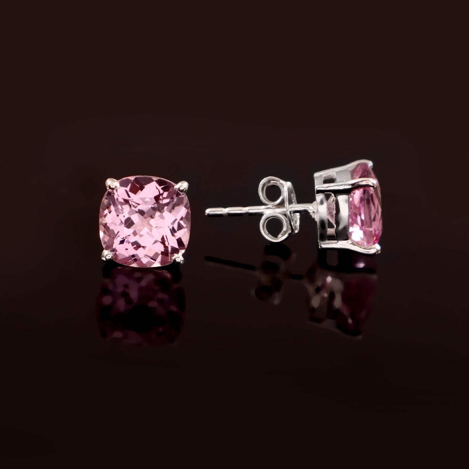 12 Ct 1 Pair Certified Natural Pink Sapphire 925 Silver Earrings Loose Gemstone