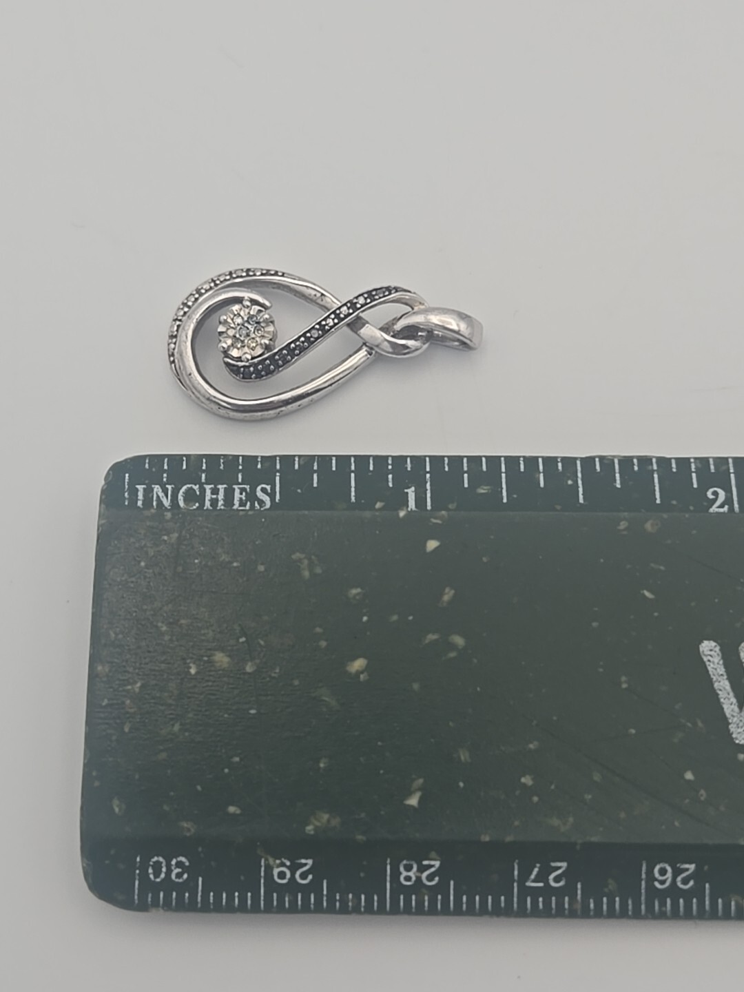 Love Knot Infinity Loop White An Black Design – Diamonds 925 Sterling Pendant
