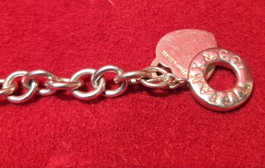 Tiffany & Co. Heart Tag Toggle Chain link Necklace in .925 sterling silver.