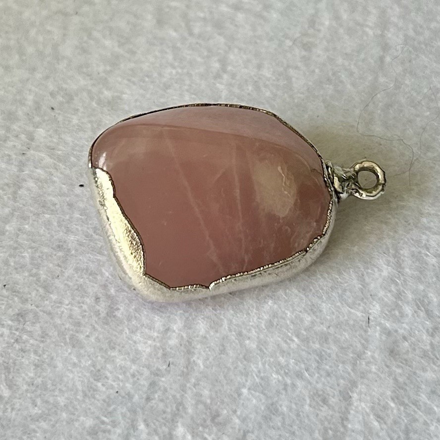 Rose Quartz Quartz Pendant Set In Sterling Silver 1 3/8”