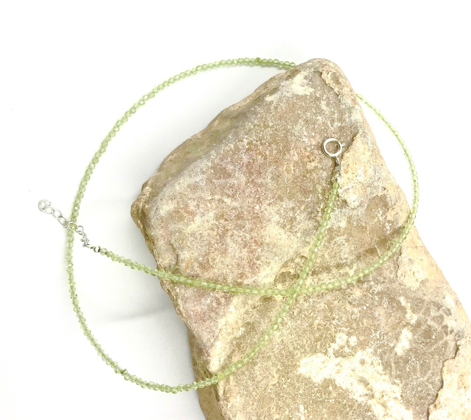 Genuine Peridot Beads 925 Silver Necklace Jewelry Women Handmade USA SELLER