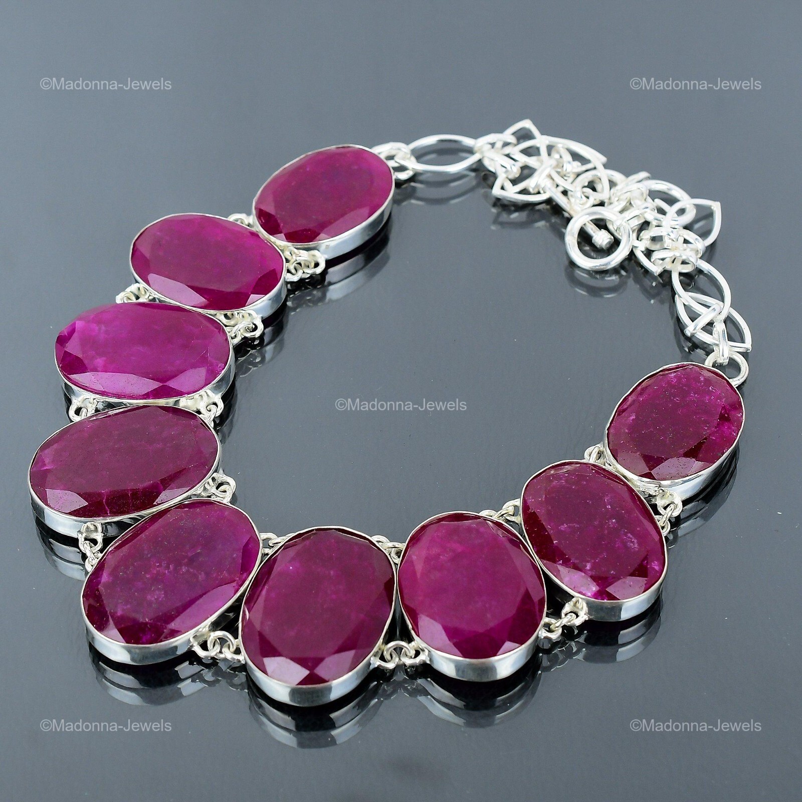 Kashmir Rubi Stone 925 Sterling Silver Birthday Chain Trendy Necklace Jewelry