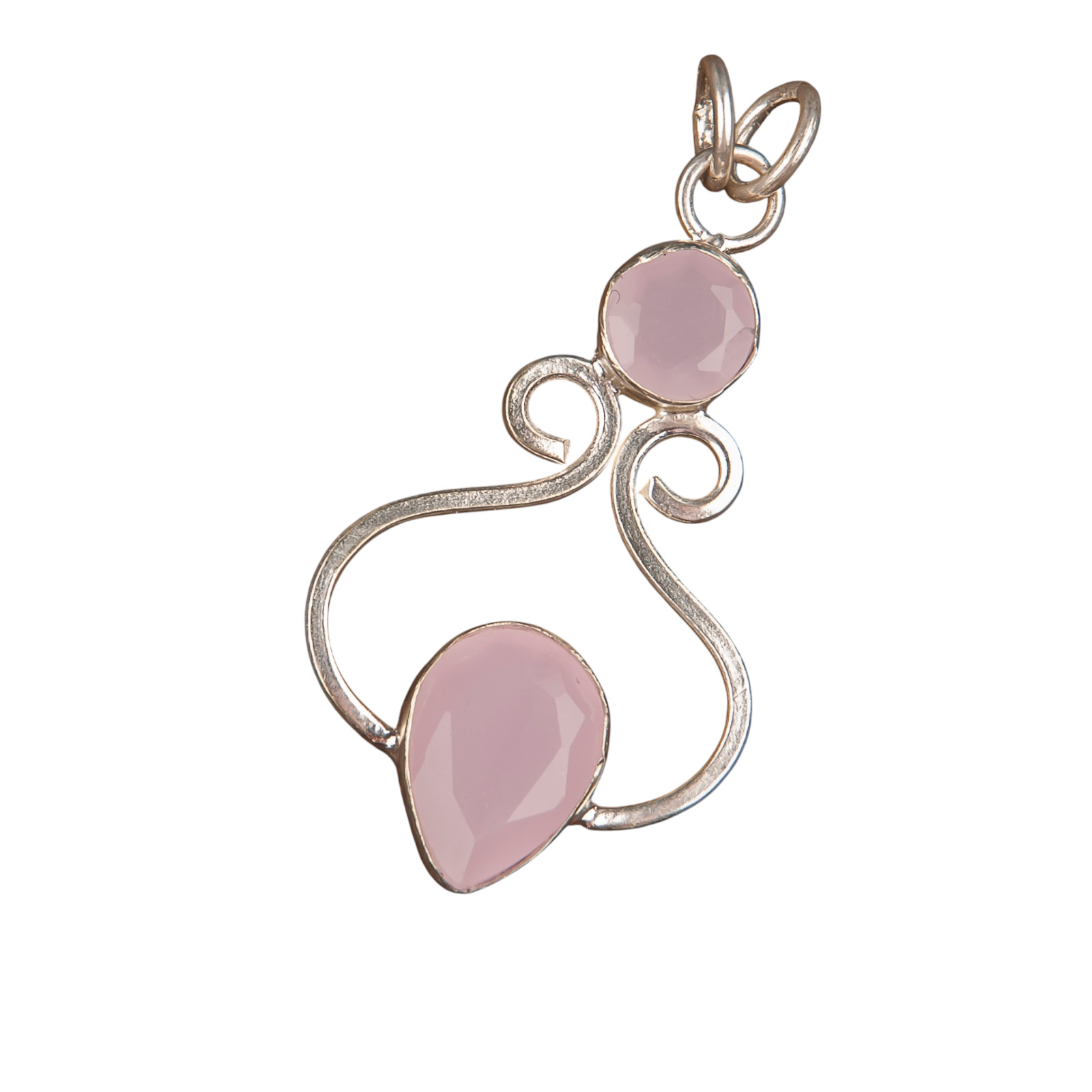 Rose Chalcedony 925 Sterling Silver Chain Pendent 1.60″ Gift For Engagement