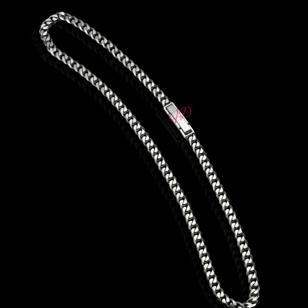 Width 6 MM 950 Platinum Mens Miami Cuban Chain Necklace Length 24 Inches