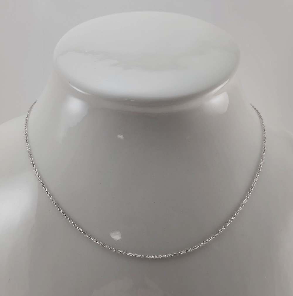 New 14K White Gold 1.1 mm 18 Inch Baby Rope Pendant Chain Necklace