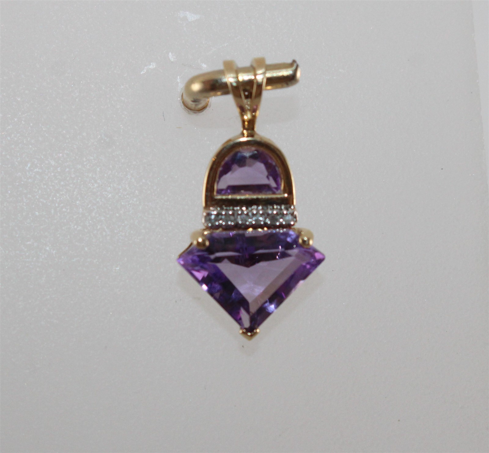 14K Yellow Gold ZRW Amethyst & Diamond Pendant