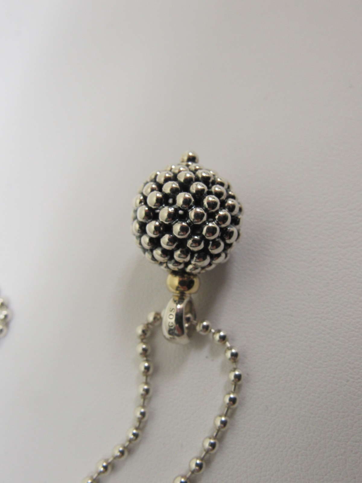 Designer LAGOS Sterling Silver Signature Caviar Beaded Ball Necklace