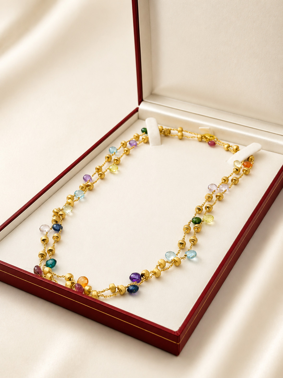 Marco Bicego Paradise Multi-Gemstone Necklace 18k Yellow Gold 36in
