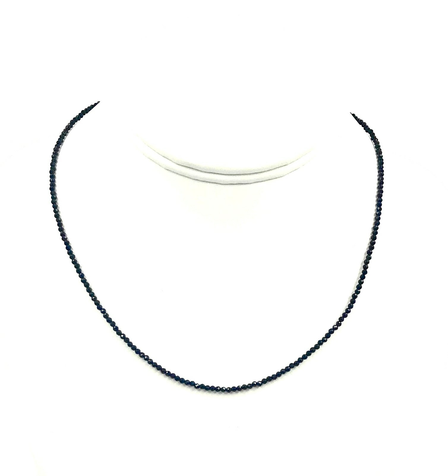 925 Silver Black Spinel Bead Strand Necklace Jewelry Women Handmade USA SELLER