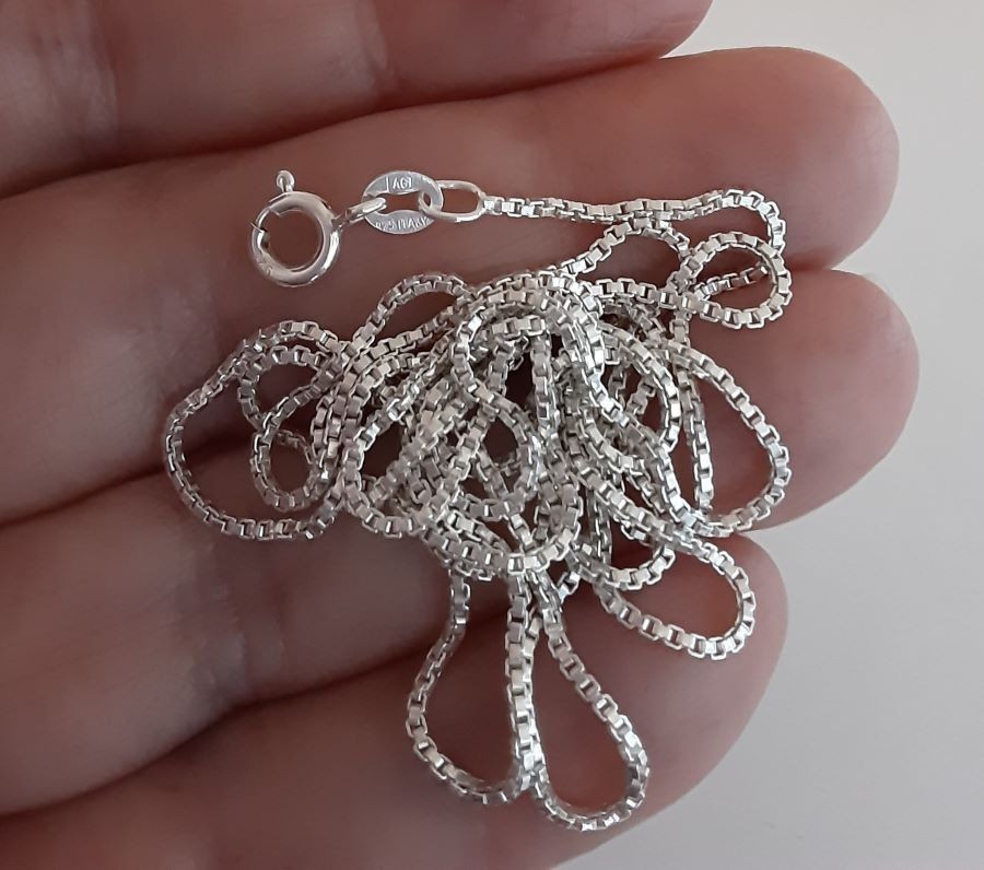 1.3mm Solid 925 Italian Sterling Silver Box Chain – 75cms / 30 inches