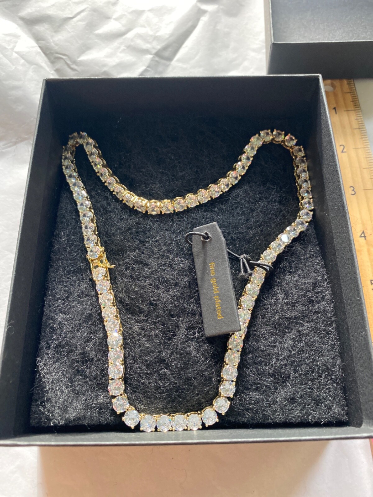 GOLD PLATED TENNIS NECKLACE 16” NWT