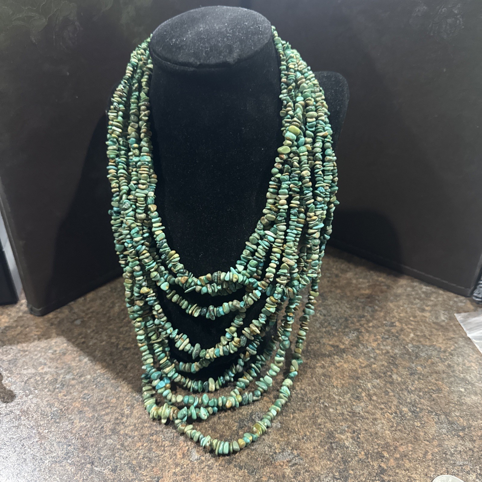 Vintage Jay King Sterling 925 10-Strand Turquoise Nuggets Necklace