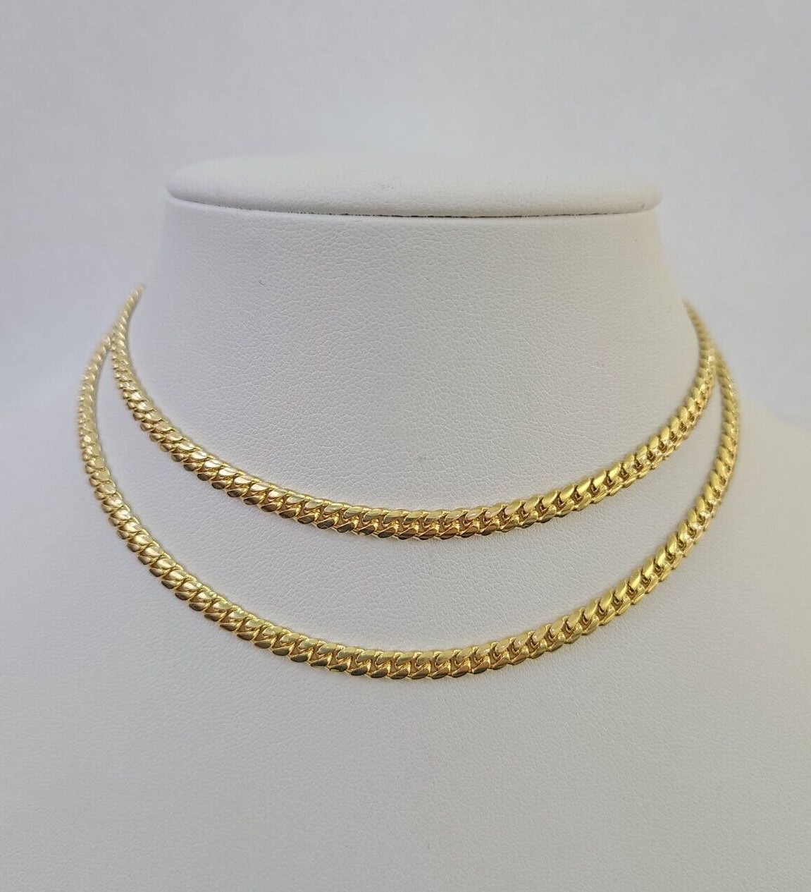 18k Solid Miami Cuban Necklace Chain Yellow Gold 4mm 18″ 20″ 22″ 24″ Inch Real
