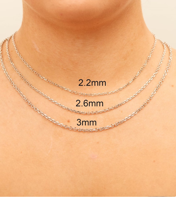 14k White Gold Cable Link Pendant Chain/Necklace 24″ 2.2 mm 3.7 grams WRCAB60
