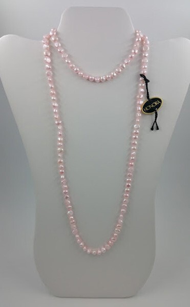 HONORA 36in Pink Freshwater Medium 6-7mm Potato Button Pearl Necklace Womans