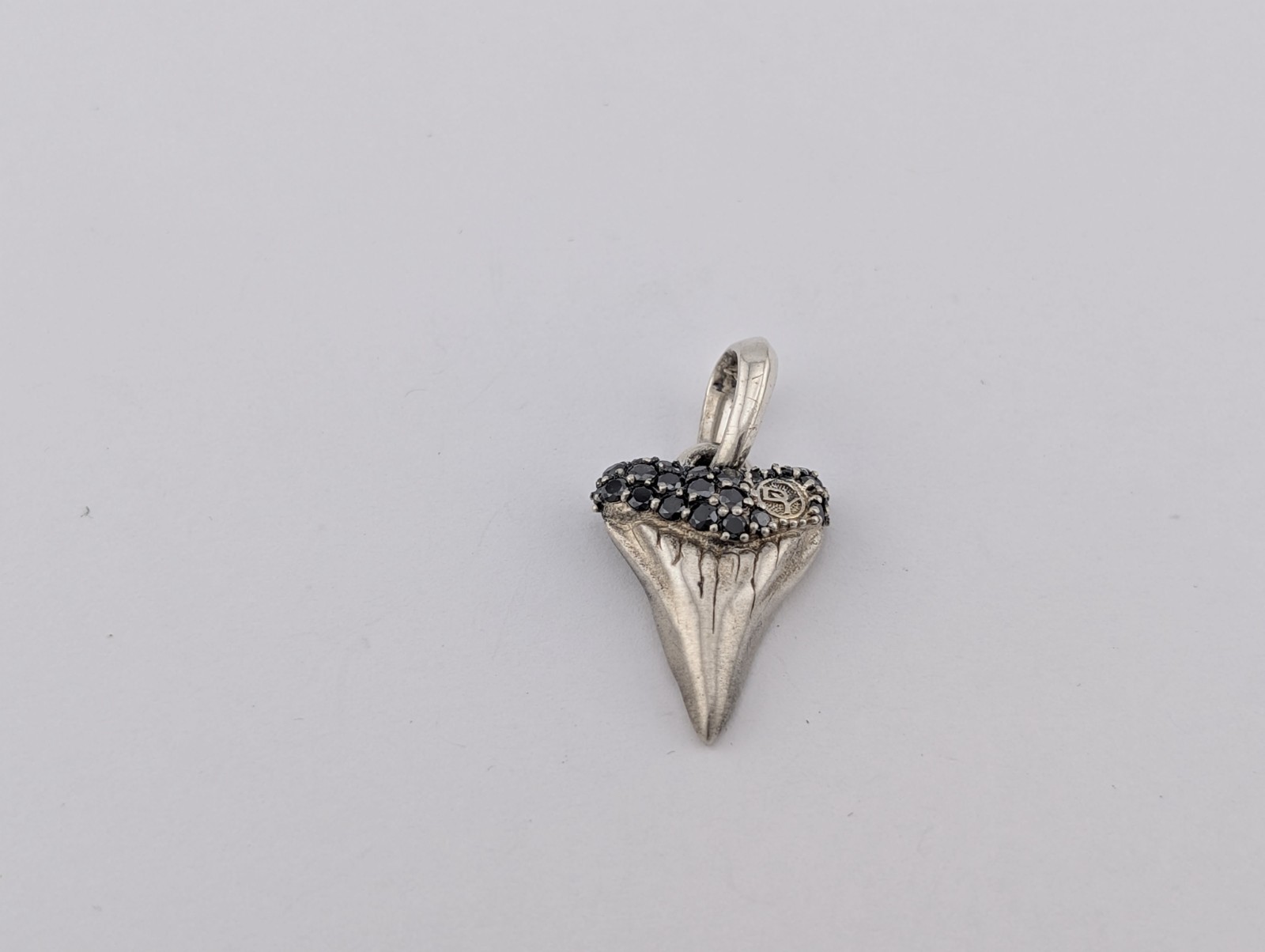 David Yurman Shark Tooth Amulet Pendant Black Diamonds Sterling Silver