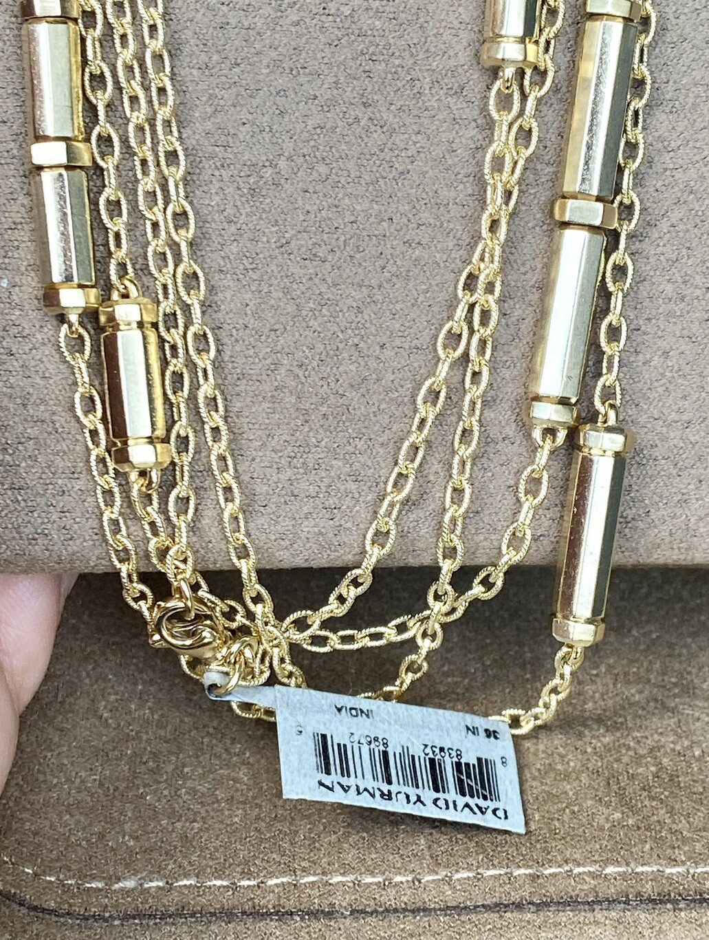 David Yurman 18k Gold Diamond Barrels Lexington Necklace 36” 31g Brand New NWT