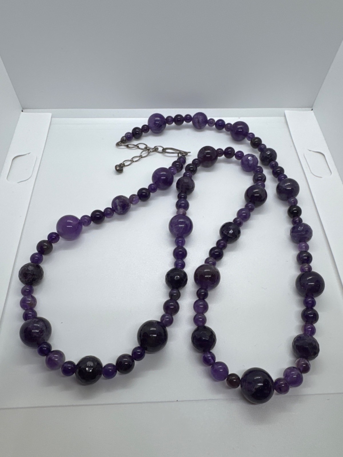Mine Finds by Jay King DTR Sterling Silver 925 Amethyst Bead Necklace 34″-37″