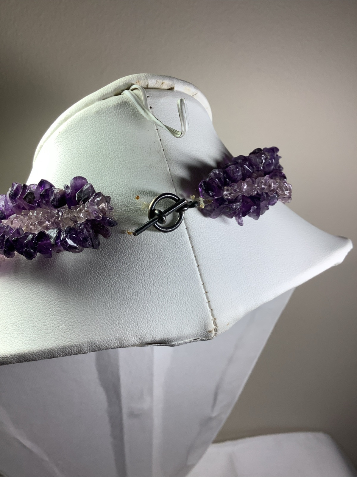 ESTATE VINTAGE MULIT-STRAND AMETHYST CHIP NUGGET NECKLACE D39