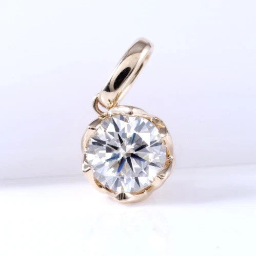 18K Rose Gold Finish 2.50Ct Lab Created Diamond Flower Shape Pendant Free Chain