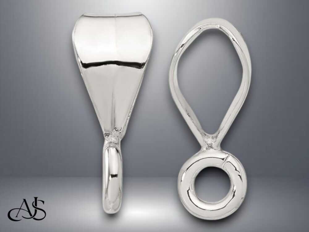 Sterling Silver V Shape Bail with Attached Jump Ring in 7 Sizes