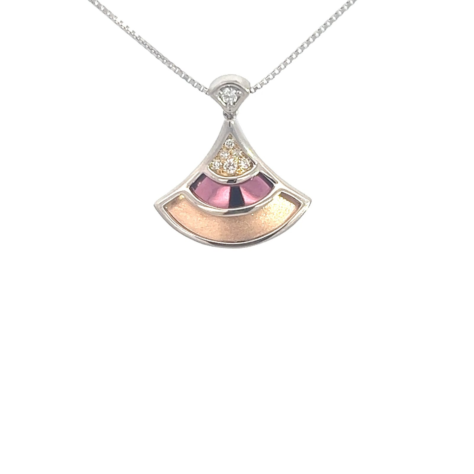 18K Purple Gold, Rose Gold & Platinum Diamond Pendant Necklace | Made in Japan