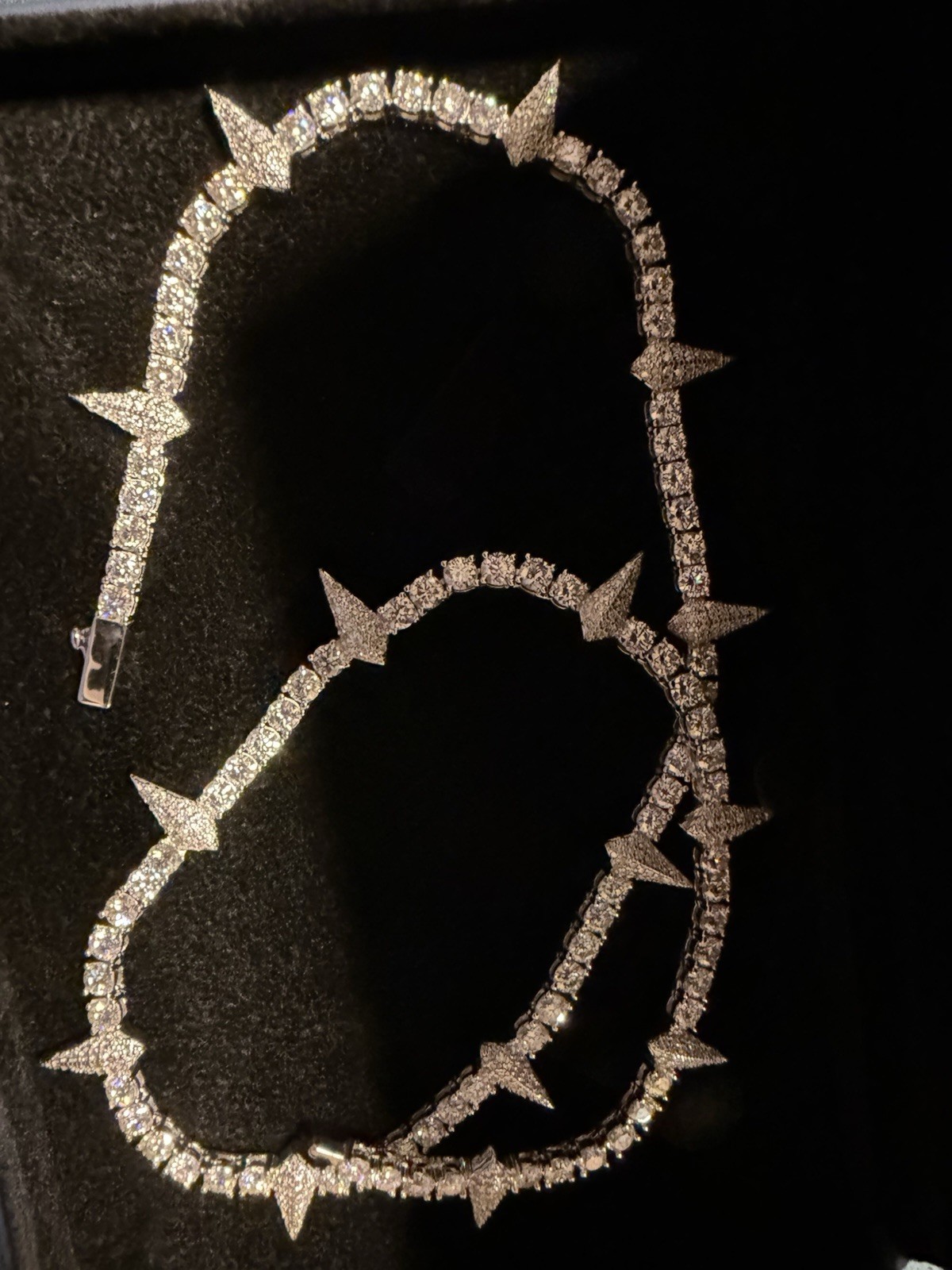 MOISSANITE SPIKED TENNIS CHAIN 14K GOLD