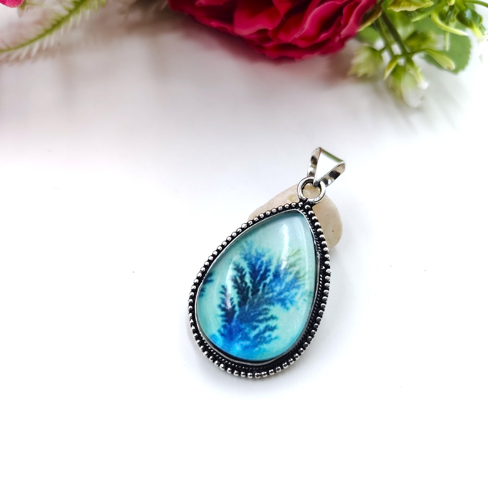 Dendritic Agate Gemstone Handmade 925 Sterling Silver Jewelry Pendant Sz-1.75″
