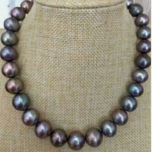 AAAA LUSTER 9-10mm REAL natural Tahitian black pearl necklace 18″ 20″ 14k Clasp