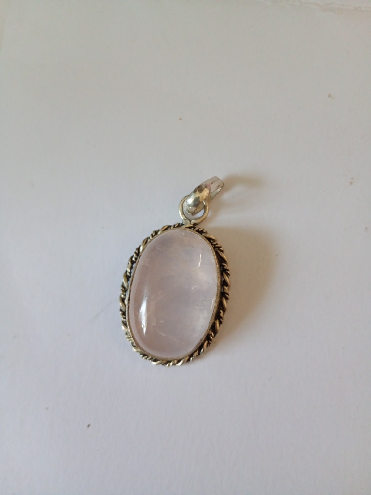 Large Rose Quartz Sterling Silver Pendant