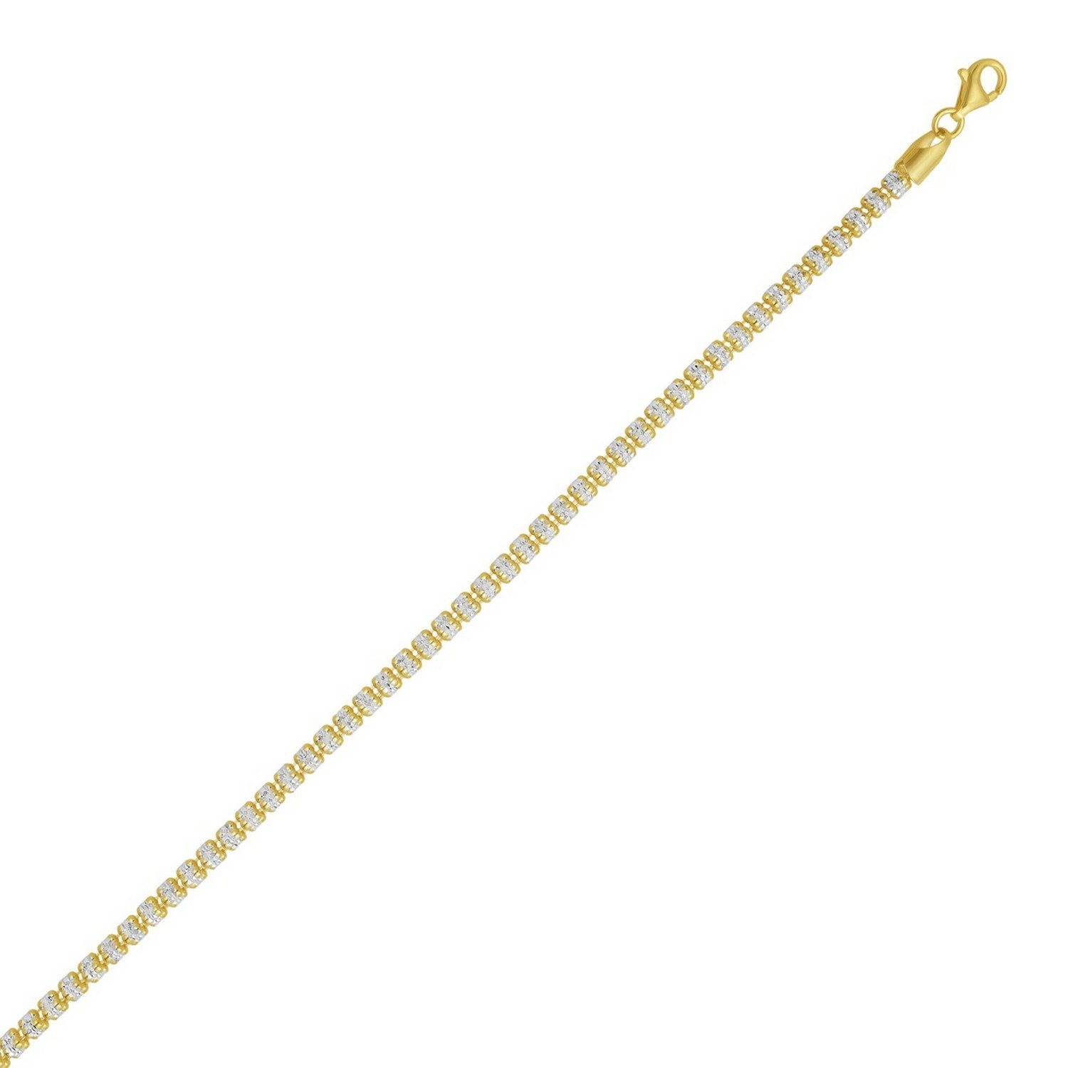 Ice Barrel Chain, Gold Plated Sterling Silver, Sizes 16-22, 3.80 mm, Sparkle