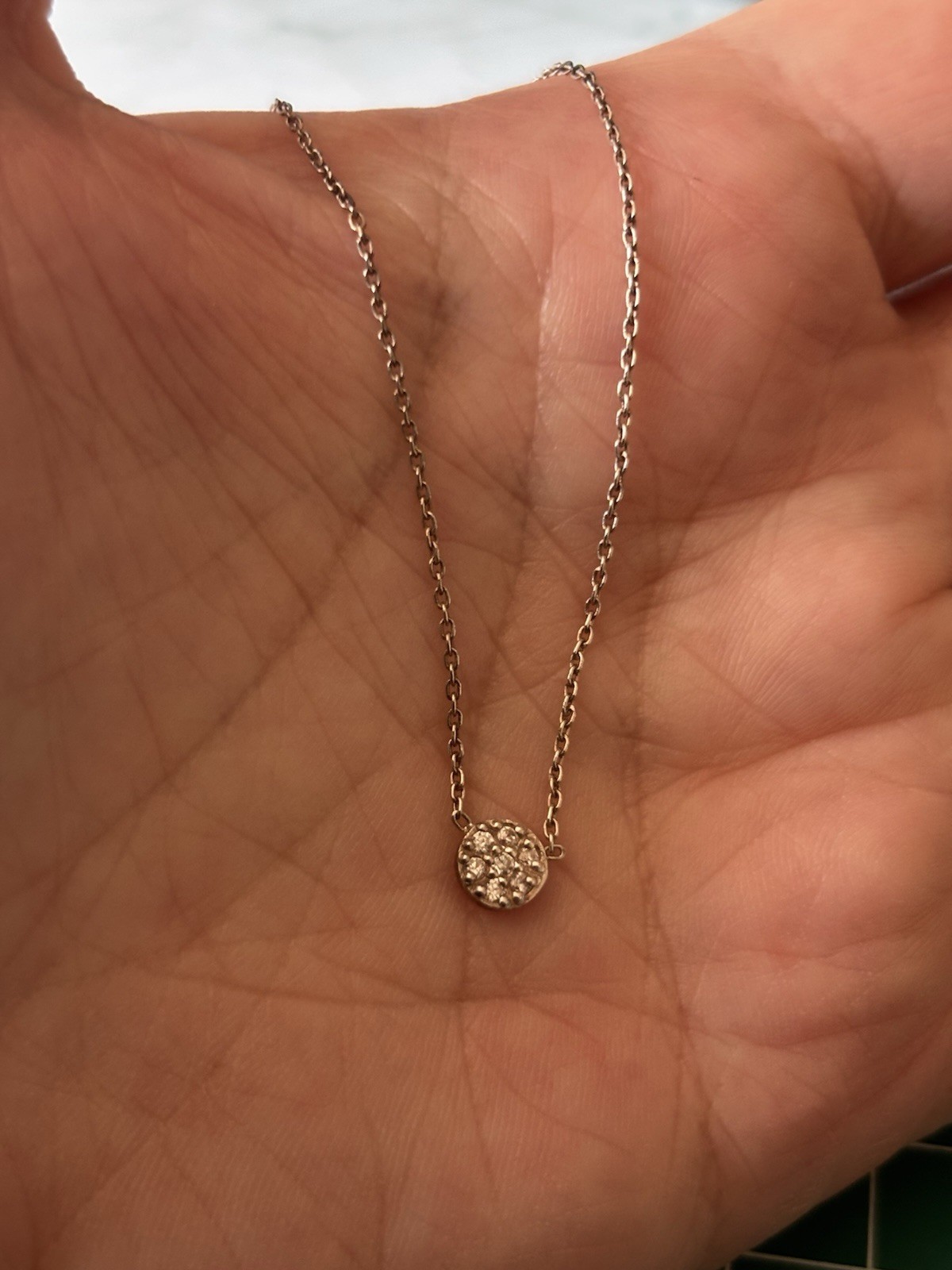 Sterling Silver 925 Necklace Chain Dainty Round Pendant Sparkle Gift Layering