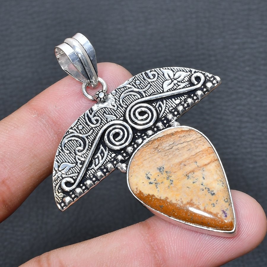 Picture Jasper Handmade 925 Silver Jewelry Pendant 2.27″ t588