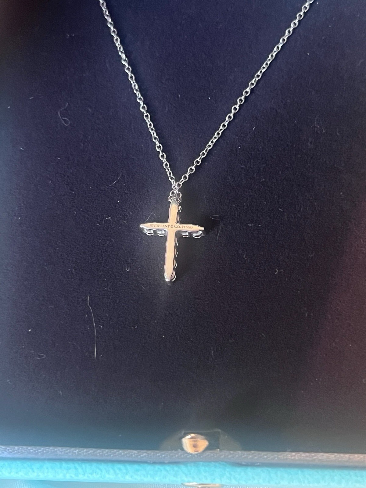 Tiffany & Co. Signed Pt950 Platinum Diamond Cross Pendant Necklace