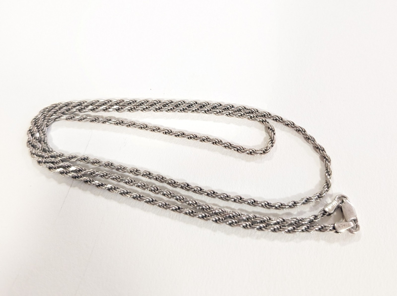 VINTAGE ITALY STERLING SILVER ROPE NECKLACE CHAIN 24″ LONG 12.1MM THICK 11 GRAMS
