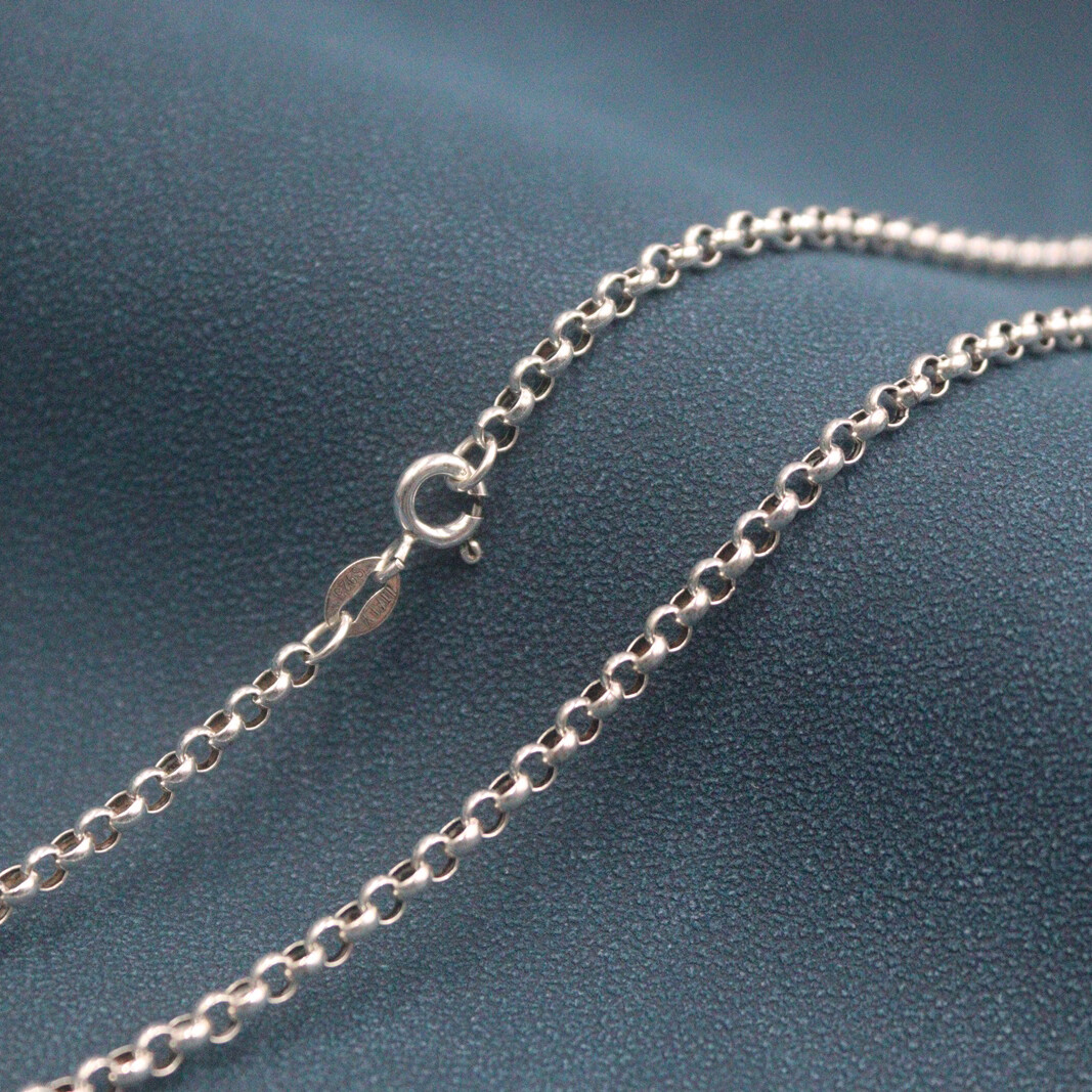 Real S925 Sterling Silver Chain For Men Women 3mm Rolo Link Necklace 20inch L