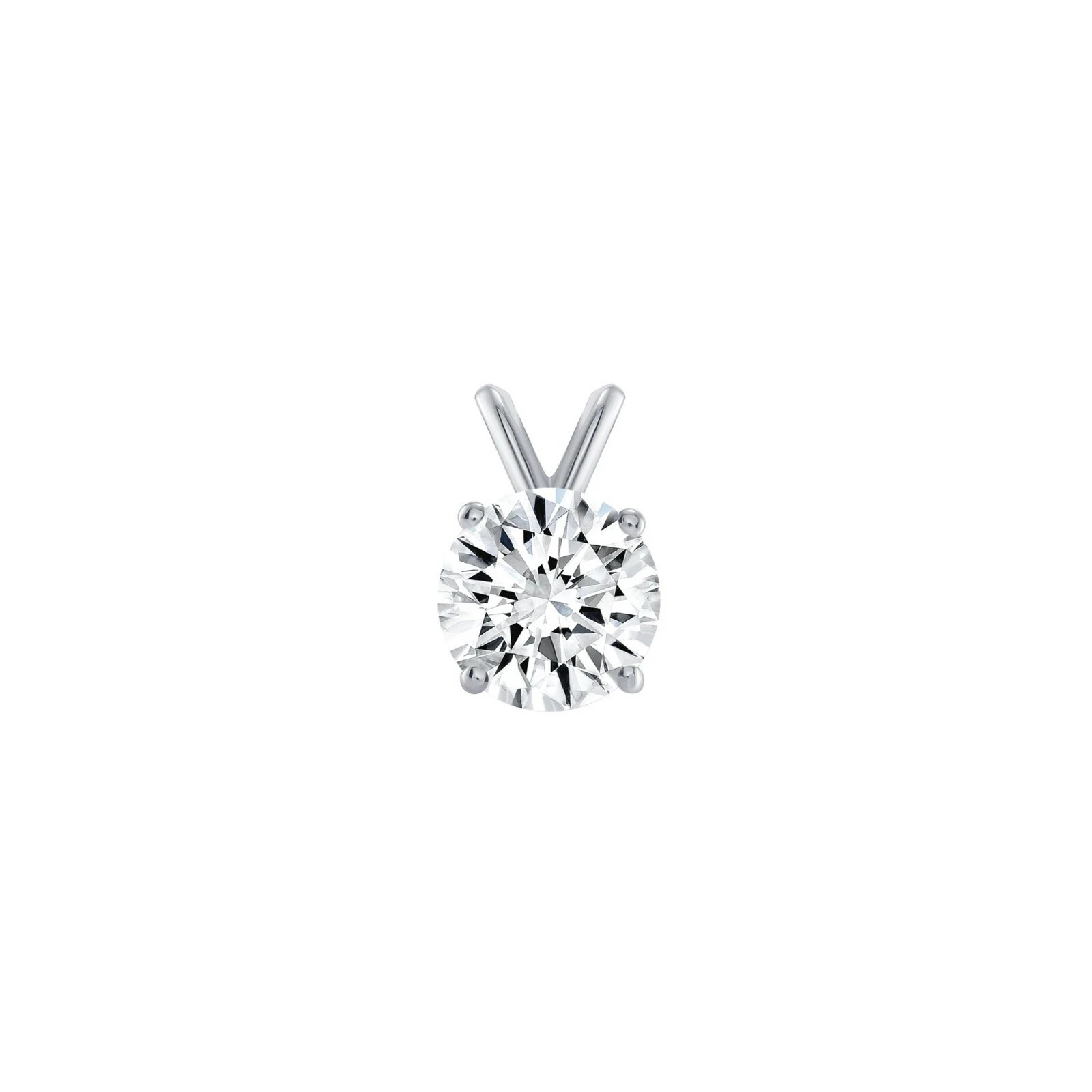 1 Ct Round Lab Grown Solid 14K White Gold Plated Pendant Necklace