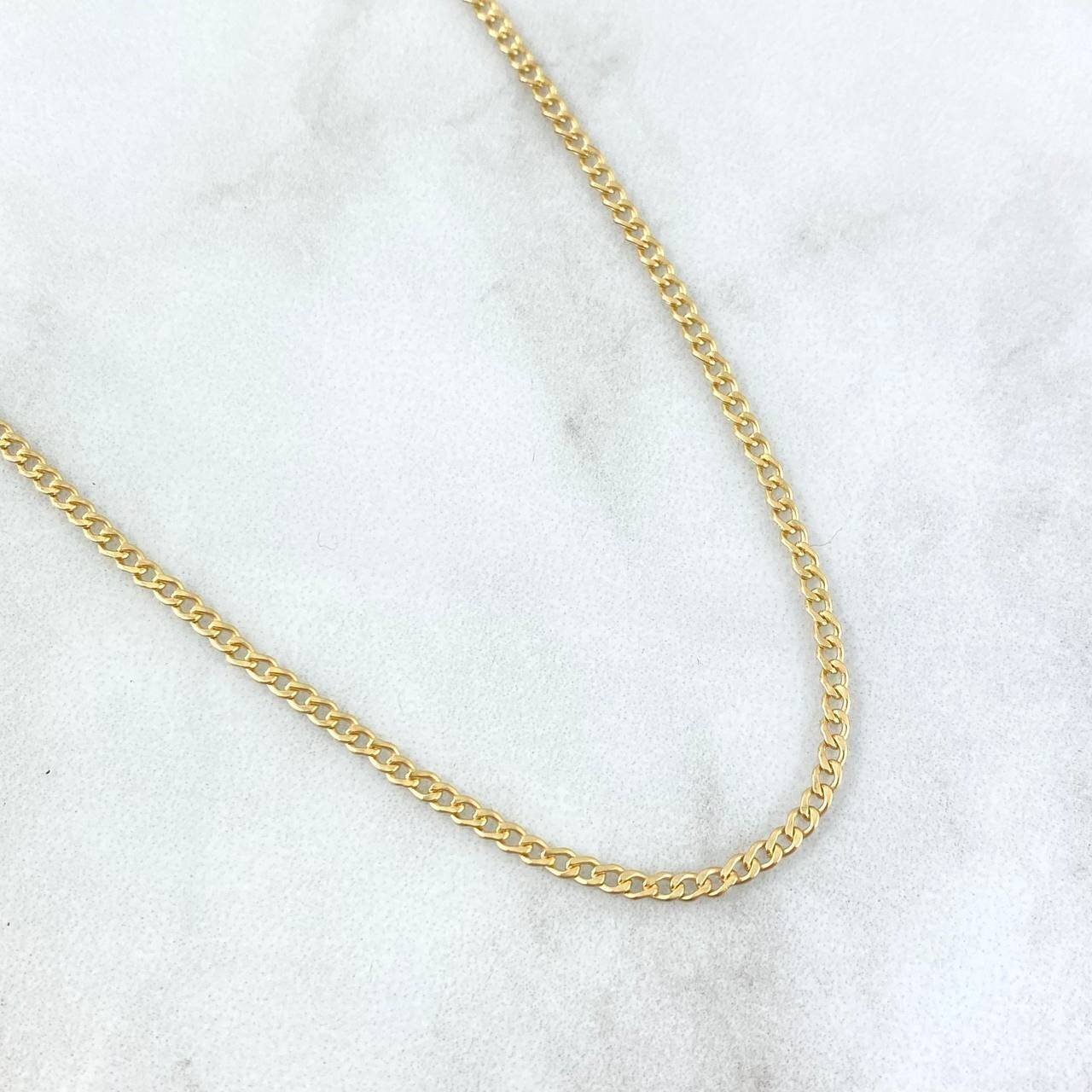 18K Solid Gold Cuban Link Chain Hollow Necklace 2mm – All Sizes