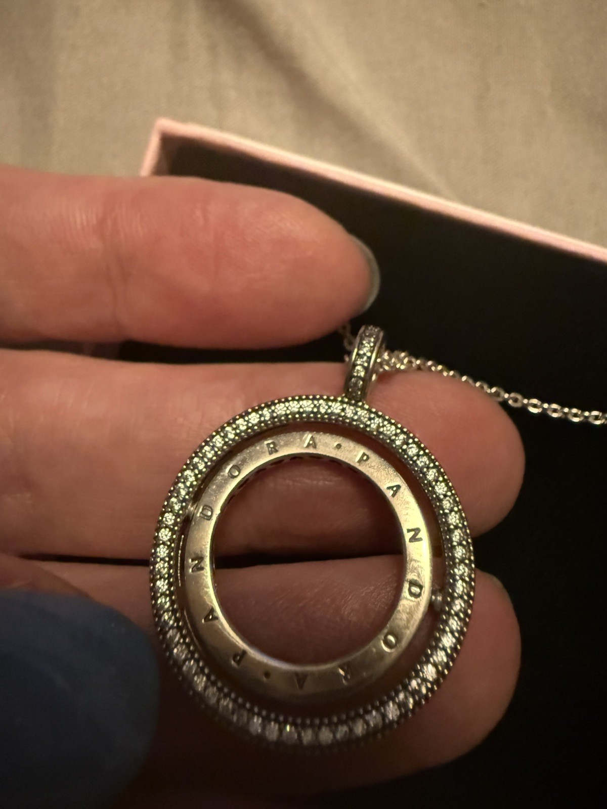 PANDORA Sterling Silver Spinning Hearts Necklace